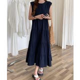 涼感フレアワンピース 体型カバー ギャザーノーカラー無地Aラインワンピ | SUNSHINE CLOSET | 詳細画像2 
