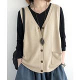 ニットベスト レディース 前開きチョッキ | SUNSHINE CLOSET | 詳細画像1 