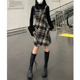 チェック柄サスペンダーワンピースベルト付 | SUNSHINE CLOSET | 詳細画像4 