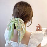 花柄 スカーフシュシュ春夏リボンヘアゴム | SUNSHINE CLOSET | 詳細画像10 