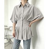 半袖シャツレディース ウエストシェイプトップス 大人可愛いチュニックシャツ | SUNSHINE CLOSET | 詳細画像1 