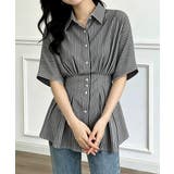 半袖シャツレディース ウエストシェイプトップス 大人可愛いチュニックシャツ | SUNSHINE CLOSET | 詳細画像2 