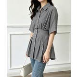 半袖シャツレディース ウエストシェイプトップス 大人可愛いチュニックシャツ | SUNSHINE CLOSET | 詳細画像3 