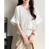 韓国風綺麗め裾フリルブラウス フレンチスリーブトップスレディース ウエストマーク… | SUNSHINE CLOSET | 詳細画像13 