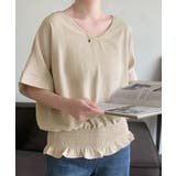 韓国風綺麗め裾フリルブラウス フレンチスリーブトップスレディース ウエストマーク… | SUNSHINE CLOSET | 詳細画像17 
