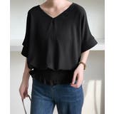 韓国風綺麗め裾フリルブラウス フレンチスリーブトップスレディース ウエストマーク… | SUNSHINE CLOSET | 詳細画像8 