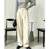 ダブルタック美脚ワイドパンツ上品センタープレス ストレートロングパンツレディース… | SUNSHINE CLOSET | 詳細画像8