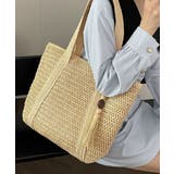 ペーパーバッグ編みトート鞄軽量 大人カジュアル肩掛けかばん 手提げ鞄旅行 | SUNSHINE CLOSET | 詳細画像6