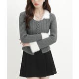 ファー襟 レースアップニットトップス配色 | SUNSHINE CLOSET | 詳細画像3