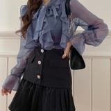 フリルブラウス 長袖 シアートップス上品 | ANGELCLOSET | 詳細画像1