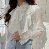フリルブラウス 長袖 シアートップス上品 | ANGELCLOSET | 詳細画像11