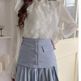 フリルブラウス 長袖 シアートップス上品 | ANGELCLOSET | 詳細画像5