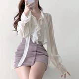 フリルブラウス 長袖 シアートップス上品 | ANGELCLOSET | 詳細画像6