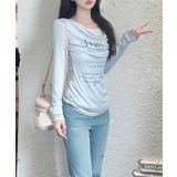 レディースカウルネックロンT重ね着風 細身Tシャツ長袖 シアーロングtシャツ薄手… | SUNSHINE CLOSET | 詳細画像13 