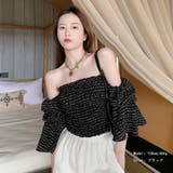 ブラック | シャーリング オフショルダー トップス | ANGELCLOSET