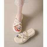 レディース ビジュー付きミュールサンダル疲れにくい お花モチーフサマーサンダル軽… | SUNSHINE CLOSET | 詳細画像13 