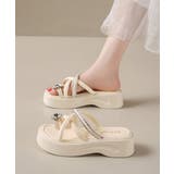 レディース ビジュー付きミュールサンダル疲れにくい お花モチーフサマーサンダル軽… | SUNSHINE CLOSET | 詳細画像9 