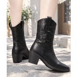 ヴィンテージライク合成皮革ミドル丈ブーツチャンキーヒーレディース 秋冬シューズ韓… | SUNSHINE CLOSET | 詳細画像4