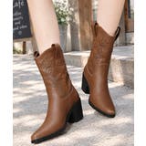 ヴィンテージライク合成皮革ミドル丈ブーツチャンキーヒーレディース 秋冬シューズ韓… | SUNSHINE CLOSET | 詳細画像8