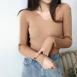 タイト リブニット vネック きれいめ | SUNSHINE CLOSET | 詳細画像1