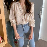 ベージュ | ハート柄 シャツブラウス レディースVネック | SUNSHINE CLOSET