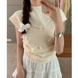 リボン付きリブニット プチハイネック夏服 | SUNSHINE CLOSET | 詳細画像3 