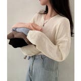 透け感ニットトップス Vネック 長袖春服 | SUNSHINE CLOSET | 詳細画像2 