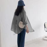 ダークグレー | シアーシャツブラウス カーディガン 春 | ANGELCLOSET