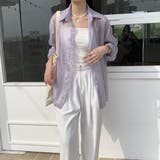 ラベンダーグレー | シアーシャツブラウス カーディガン 春 | ANGELCLOSET