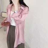 薄ピンク | シアーシャツブラウス カーディガン 春 | ANGELCLOSET