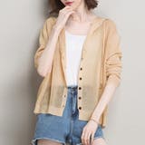 ベージュ | ニットパーカー 長袖 サマーカーディガン | ANGELCLOSET