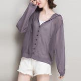 パープル | ニットパーカー 長袖 サマーカーディガン | ANGELCLOSET