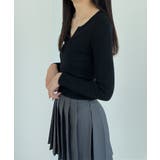 Vネック ニットトップス 長袖ニットソー | ANGELCLOSET | 詳細画像14