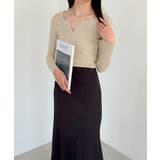 Vネック ニットトップス 長袖ニットソー | ANGELCLOSET | 詳細画像15