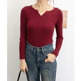 Vネック ニットトップス 長袖ニットソー | ANGELCLOSET | 詳細画像26