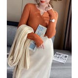 Vネック ニットトップス 長袖ニットソー | ANGELCLOSET | 詳細画像9