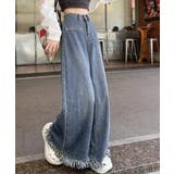 ワイドデニムパンツ 裾フリンジ ジーパン | ANGELCLOSET | 詳細画像2