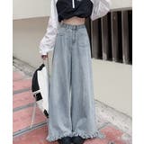 ワイドデニムパンツ 裾フリンジ ジーパン | ANGELCLOSET | 詳細画像6
