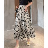 チュールスカート花柄フロッキープリント | SUNSHINE CLOSET | 詳細画像1