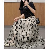 チュールスカート花柄フロッキープリント | SUNSHINE CLOSET | 詳細画像3