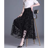 チュールスカート花柄フロッキープリント | SUNSHINE CLOSET | 詳細画像6