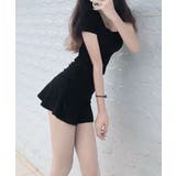 レディース ハイウエストフリルリブニットワンピース黒セクシー サイドシャーリング… | SUNSHINE CLOSET | 詳細画像10 