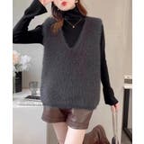 Vネック起毛フェザーニットベストふわふわ | SUNSHINE CLOSET | 詳細画像2 