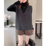 Vネック起毛フェザーニットベストふわふわ | SUNSHINE CLOSET | 詳細画像3 