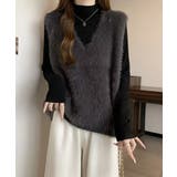 Vネック起毛フェザーニットベストふわふわ | SUNSHINE CLOSET | 詳細画像4 