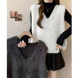 Vネック起毛フェザーニットベストふわふわ | SUNSHINE CLOSET | 詳細画像6 