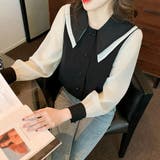 ダブル襟 シフォンブラウスレディース長袖 | ANGELCLOSET | 詳細画像1