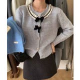 襟レースニットカーディガンリボントップス | SUNSHINE CLOSET | 詳細画像1 