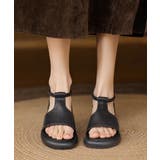 ヴィンテージ風 柔らかフラットグルカミュール軽量 オープントゥコンフォートシュー… | SUNSHINE CLOSET | 詳細画像2