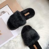 ブラック | フラットサンダル ファー スリッパ | SUNSHINE CLOSET